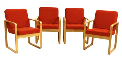 Lot 303 - A set of four oak laminate chairs