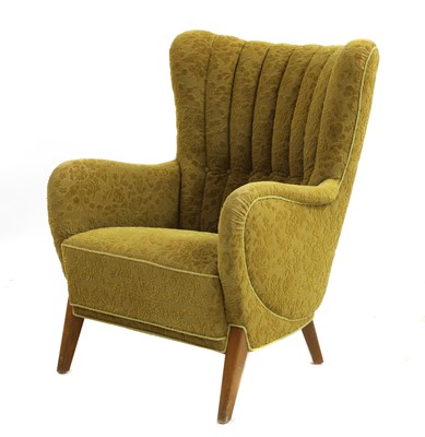 Lot 318 - A Danish high back lounge chair