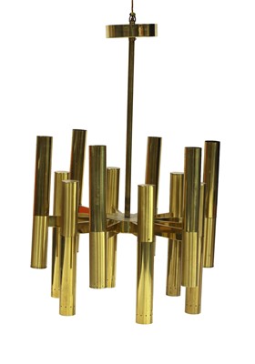 Lot 437 - An Italian lacquered brass tubular hanging light