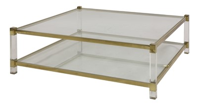 Lot 425 - A brass and Lucite Italian coffee table