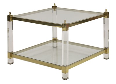 Lot 523 - A brass and Lucite side table