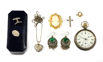 Lot 201 - A sterling silver pin set open-faced pocket watch