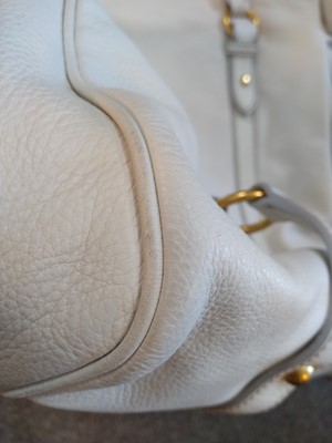 Lot 84 - A Miu Miu white leather 'Vitello Lux' fold-over top hobo bag
