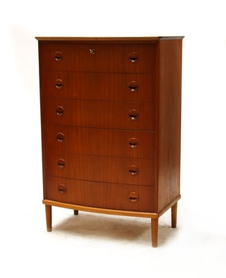 Lot 215 - A Danish teak bow front chest
