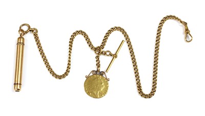 Lot 67 - An 18ct gold curb link albert chain