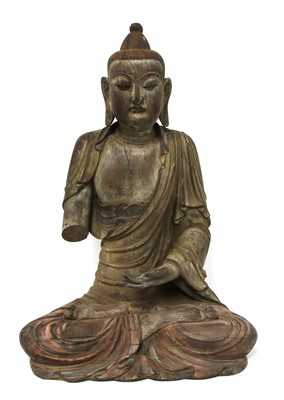 Lot 237 - A Chinese wood Buddha