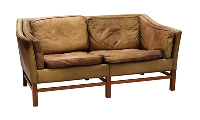 Lot 163 - A Danish brown leather two-seater settee