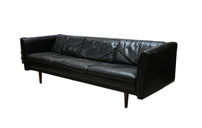 Lot 198 - A large Danish black leather three-seater settee/daybed
