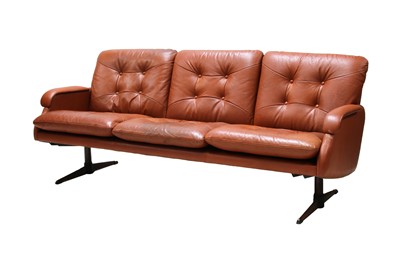 Lot 240 - A Danish tan leather three-seater settee
