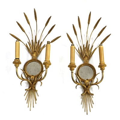 Lot 399 - A pair of twin-branch wall lights
