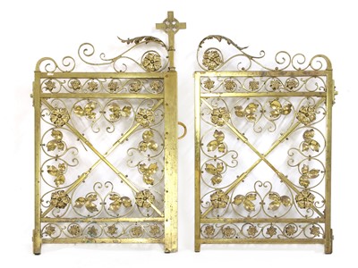 Lot 382 - A pair of brass altar gates