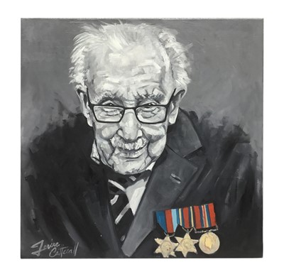 Lot 10 - Portrait of Captain Tom Moore oil on canvas