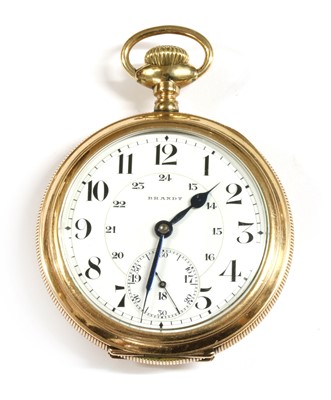 Lot 454 - A gold filled Brandt top wind open-faced pocket watch