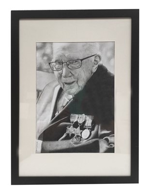 Lot 28 - Captain Tom Moore pencil drawing
