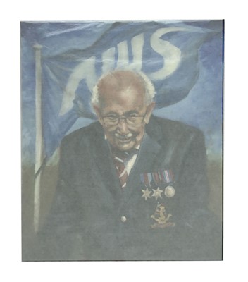 Lot 29 - Captain Tom Moore oil on canvas