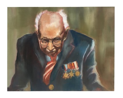 Lot 30 - Captain Tom portrait oil on canvas