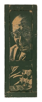 Lot 106 - Reverse carved painted panel of Captain Tom