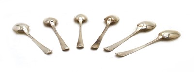 Lot 11 - A set of six George III bright cut silver table spoons