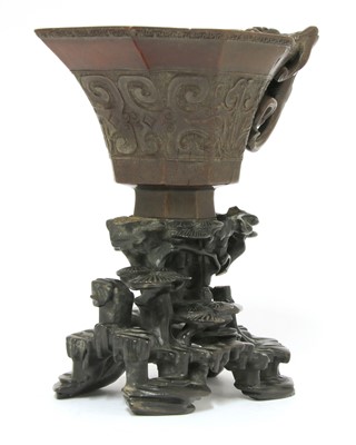 Lot 247 - A Chinese rhinoceros horn libation cup