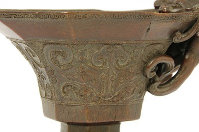 Lot 247 - A Chinese rhinoceros horn libation cup