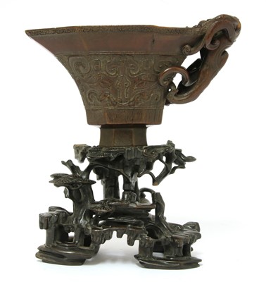 Lot 247 - A Chinese rhinoceros horn libation cup