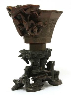 Lot 247 - A Chinese rhinoceros horn libation cup