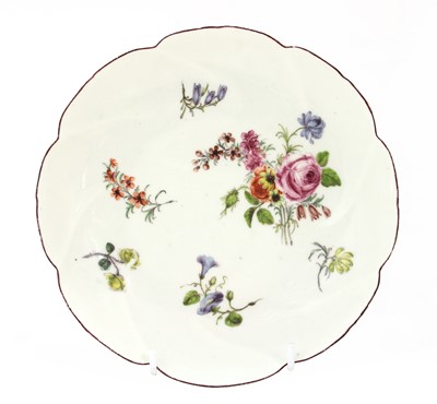 Lot 942 - A Chelsea Red Anchor period lobed saucer dish