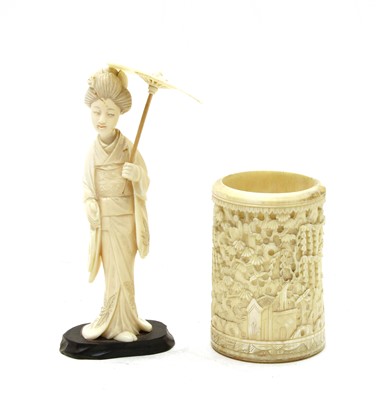 Lot 379 - A Japanese ivory Geisha