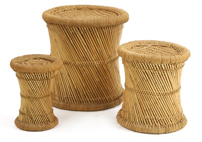 Lot 362 - Three sisal and cane graduated stools