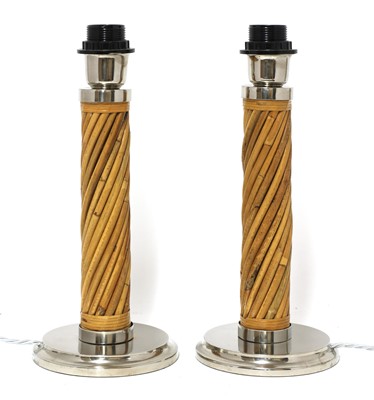 Lot 165 - A pair of cane table lamps