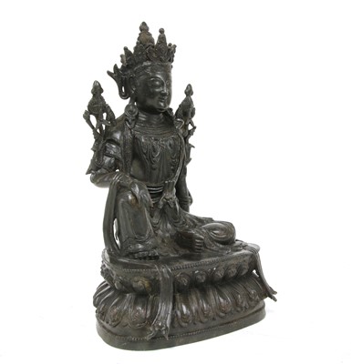 Lot 216 - A Chinese bronze bodhisattva