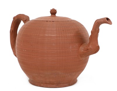 Lot 182 - A rare Staffordshire redware globular punch pot and cover
