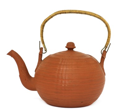 Lot 183 - A Staffordshire redware globular tea kettle and cover