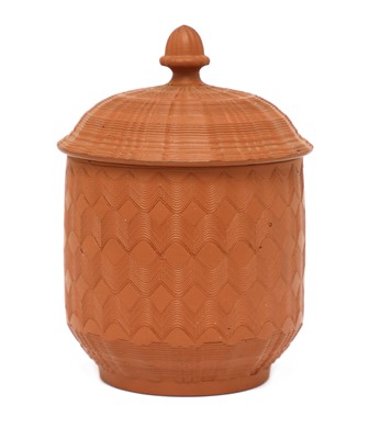 Lot 178 - A Staffordshire redware straight-sided sucrier and domed cover