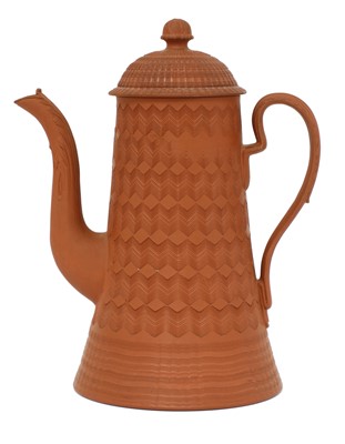 Lot 181 - A rare Staffordshire redware tapering-sided coffee pot and domed cover