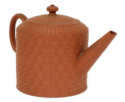 Lot 175 - A Staffordshire redware cylindrical punch pot and cover
