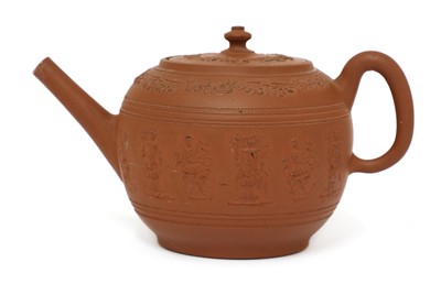 Lot 166 - A Staffordshire redware globular teapot and cover