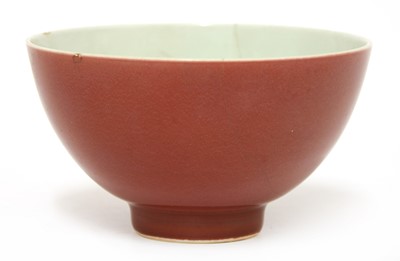 Lot 86 - A Chinese copper-red glazed bowl