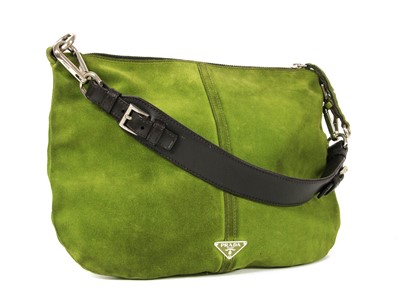 Lot 52 - A Prada green suede hobo bag