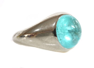 Lot 339 - A platinum single stone Paraiba tourmaline ring by David Morris, c.2010