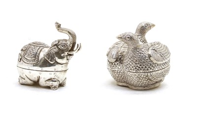 Lot 14 - A Cambodian white metal novelty betel nut box