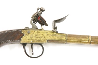 Lot 743 - A pair of double-barrel box-lock flintlock pistols