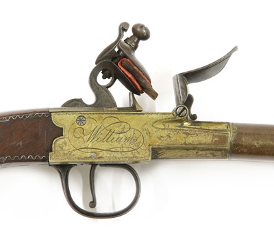Lot 743 - A pair of double-barrel box-lock flintlock pistols