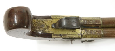 Lot 743 - A pair of double-barrel box-lock flintlock pistols