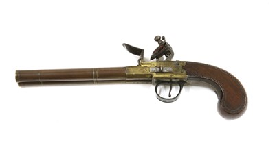 Lot 743 - A pair of double-barrel box-lock flintlock pistols