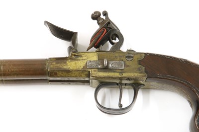 Lot 743 - A pair of double-barrel box-lock flintlock pistols