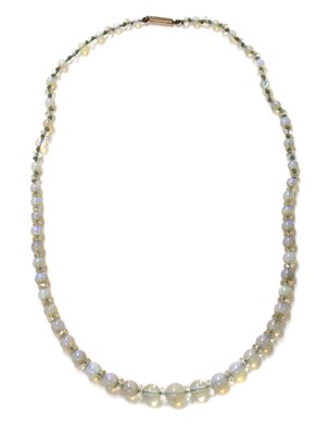 Lot 102 - A single row graduated opal and glass bead necklace