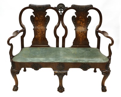Lot 318 - A George II-style walnut two-seater settee