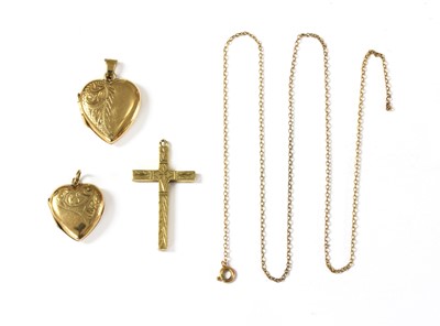 Lot 164 - A 9ct gold engraved Latin cross pendant