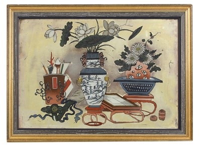 Lot 249 - A pair of Chinese reverse glass paintings
